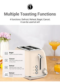 HKM-996243 Stainless Steel Retro 2-Slice Bread Toaster for Perfect Breakfast Toasts
