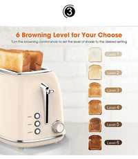 HKM-996243 Stainless Steel Retro 2-Slice Bread Toaster for Perfect Breakfast Toasts