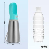 HKM-9962557 Durable 700ml Stainless Steel Portable Dog Water Bottle with Leak-Proof Design and Built-in Drinking Bowl for Outdoor Activities
