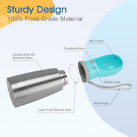 HKM-9962557 Durable 700ml Stainless Steel Portable Dog Water Bottle with Leak-Proof Design and Built-in Drinking Bowl for Outdoor Activities