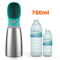 HKM-9962557 Durable 700ml Stainless Steel Portable Dog Water Bottle with Leak-Proof Design and Built-in Drinking Bowl for Outdoor Activities