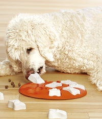 HKM-9963325 Educational Leak-Resistant Food Toy for Pets in Orange and White, Durable Plastic Design