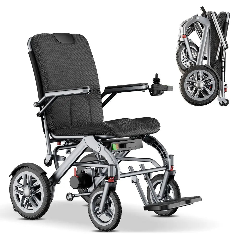 HKM-996371 Foldable Electric Wheelchair with 200W Brushless Motors and Remote Control, Aluminum Alloy Frame, Lithium Battery