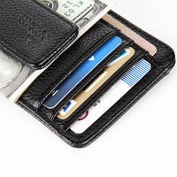 HKM-996371 Korean Style Men's PU Leather Wallet with Magnetic Snap, Card Holder, and Coin Pocket in Black or Brown
