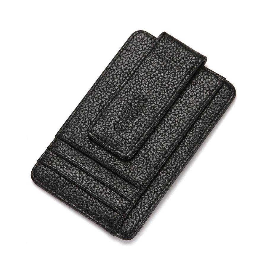 HKM-996371 Korean Style Men's PU Leather Wallet with Magnetic Snap, Card Holder, and Coin Pocket in Black or Brown