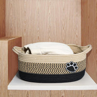 HKM-9963965 Handmade Cotton Woven Basket for Organizing Toys, Nursery, and Home Décor - Light Beige