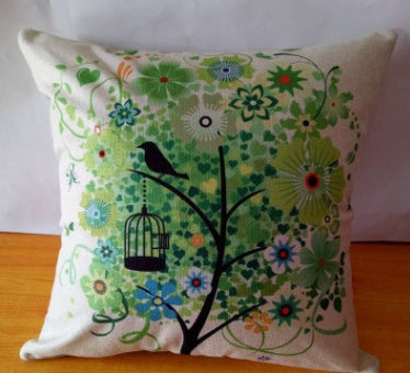 HKM-996563 Cartoon Design Linen Pillow Cover with Polyester Fiber Filling - 45x45cm