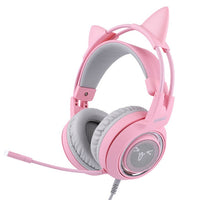 HKM-996563 USB 7.1 Virtual Surround Sound Gaming Headset with LED Cat Ears and Omnidirectional Microphone