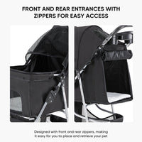 HKM-9967933 Pet Stroller for Small to Medium Pets with Mesh Panels and Adjustable Handle