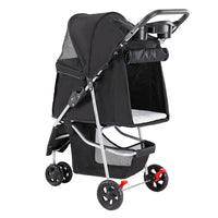 HKM-9967933 Pet Stroller for Small to Medium Pets with Mesh Panels and Adjustable Handle