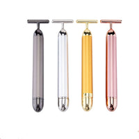 HKM-996819 24k Gold Vibrating Facial Lifting Beauty Bar with T Shape Electric 3D Face Roller Massage