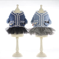 HKM-9968829 Fragrant Denim Tutu Skirt for Dogs - Stylish Four-Legged Casual Wear