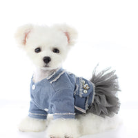 HKM-9968829 Fragrant Denim Tutu Skirt for Dogs - Stylish Four-Legged Casual Wear