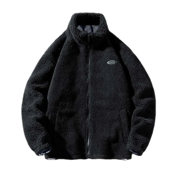 HKM-996883 Jacket for Men Winter Sporty Puffer Style Thickened Cotton Lamb Trend Granular Velvet Stand Collar Coats Jacket Custom