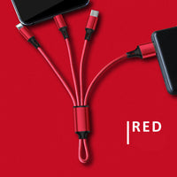 HKM-996883 Multi-Device Keychain Charging Cable - 18cm, Compatible with iPhone, Android, and More
