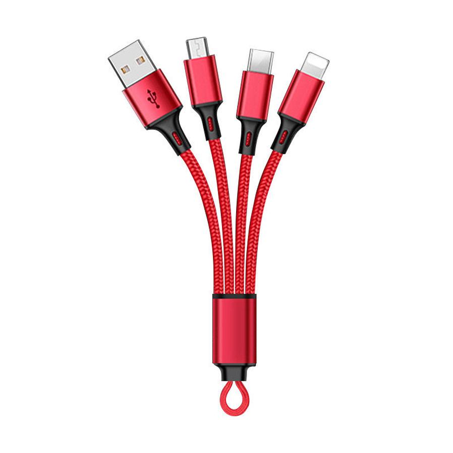 HKM-996883 Multi-Device Keychain Charging Cable - 18cm, Compatible with iPhone, Android, and More