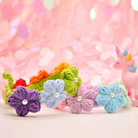 HKM-9970237 Wool Knitted Cat Collar with Super Wide Bow Tie - Adjustable Sizes in Purple and Green