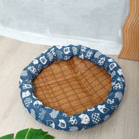 HKM-9972285 Fashionable Breathable Pet Kennel - Stylish Minimalist Design in White and Blue Cat Prints, Multiple Sizes Available