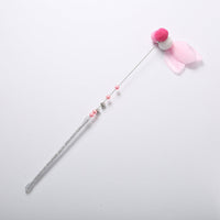 HKM-9973053 Funny Cat Stick Toy - Plush with Steel Wire, Available in Gray, Blue, and Pink Goldfish Colors, 35cm Long