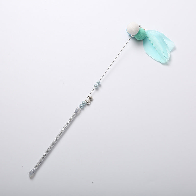 HKM-9973053 Funny Cat Stick Toy - Plush with Steel Wire, Available in Gray, Blue, and Pink Goldfish Colors, 35cm Long