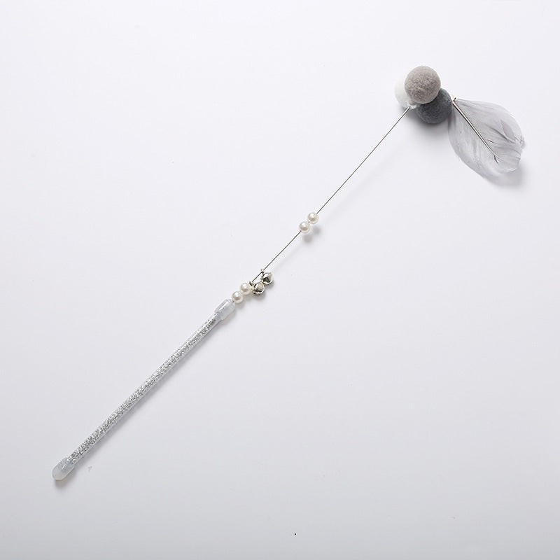 HKM-9973053 Funny Cat Stick Toy - Plush with Steel Wire, Available in Gray, Blue, and Pink Goldfish Colors, 35cm Long