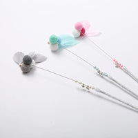 HKM-9973053 Funny Cat Stick Toy - Plush with Steel Wire, Available in Gray, Blue, and Pink Goldfish Colors, 35cm Long