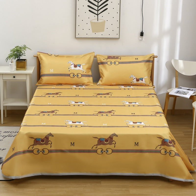 HKM-997331 Three-Piece Washable Ice Silk Bedding Mat Set - Modern Floral Design for 1.5m, 1.8m, and 2.0m Beds
