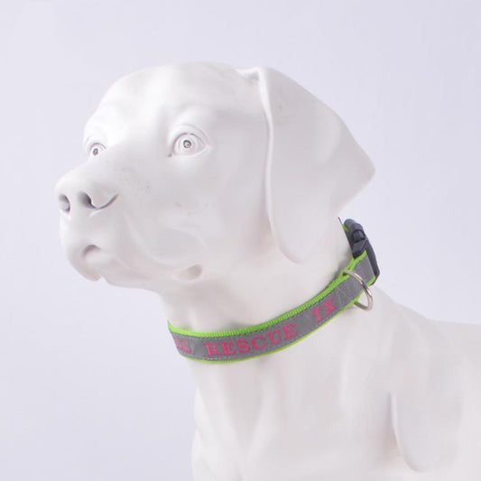 HKM-9974077 Personalized Reflective Dog Collar with Embroidered Name, Available in Multiple Colors and Sizes