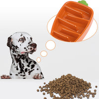 HKM-9974205 Slow Feeder Dog Bowl for Small & Medium Dogs - Carrot Design, Non-Slip Melamine with Silicone Base