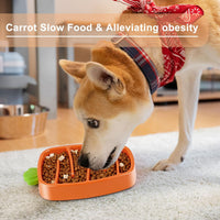 HKM-9974205 Slow Feeder Dog Bowl for Small & Medium Dogs - Carrot Design, Non-Slip Melamine with Silicone Base