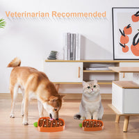 HKM-9974205 Slow Feeder Dog Bowl for Small & Medium Dogs - Carrot Design, Non-Slip Melamine with Silicone Base