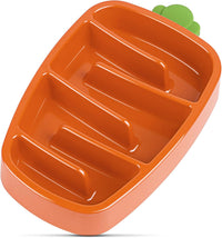 HKM-9974205 Slow Feeder Dog Bowl for Small & Medium Dogs - Carrot Design, Non-Slip Melamine with Silicone Base