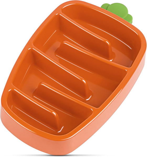 HKM-9974205 Slow Feeder Dog Bowl for Small & Medium Dogs - Carrot Design, Non-Slip Melamine with Silicone Base