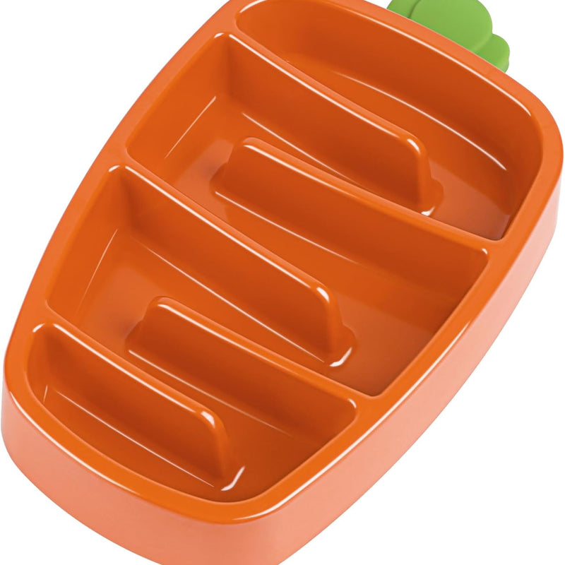 HKM-9974205 Slow Feeder Dog Bowl for Small & Medium Dogs - Carrot Design, Non-Slip Melamine with Silicone Base