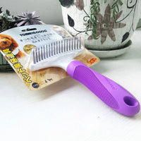HKM-9974461 Stainless Steel Hair Removal Comb with Solid Wood Handle for Pets