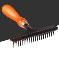 HKM-9974461 Stainless Steel Hair Removal Comb with Solid Wood Handle for Pets