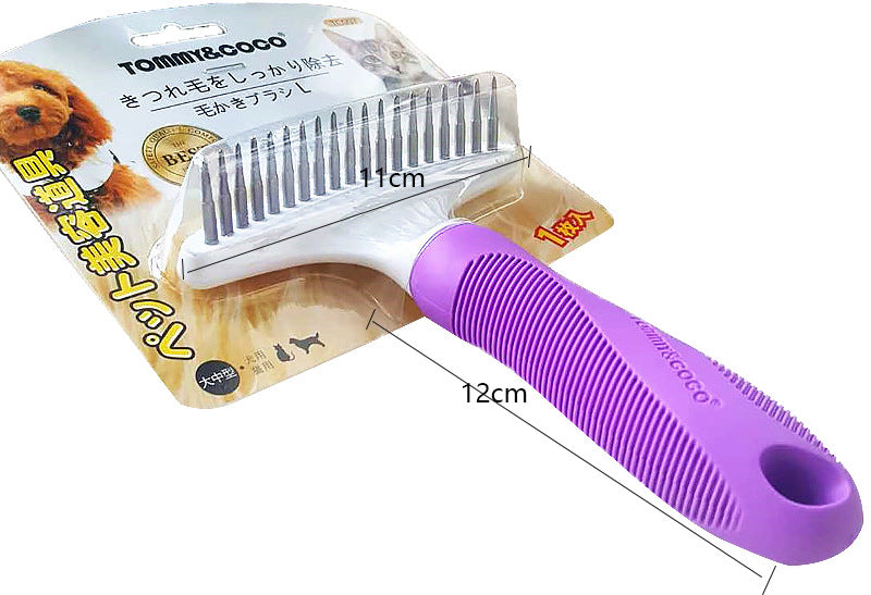 HKM-9974461 Stainless Steel Hair Removal Comb with Solid Wood Handle for Pets