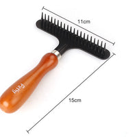 HKM-9974461 Stainless Steel Hair Removal Comb with Solid Wood Handle for Pets