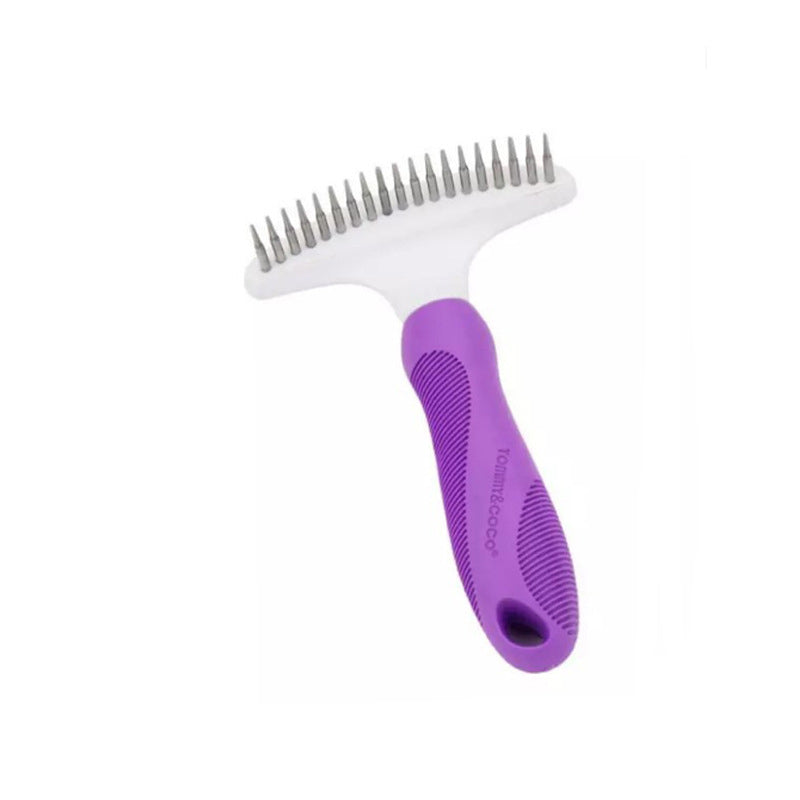 HKM-9974461 Stainless Steel Hair Removal Comb with Solid Wood Handle for Pets