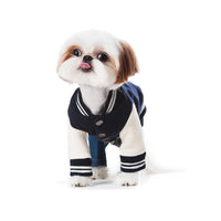 HKM-997715 Printed Baseball Uniform Pet Sweater for Dogs and Cats - Dark Blue, Multiple Sizes Available
