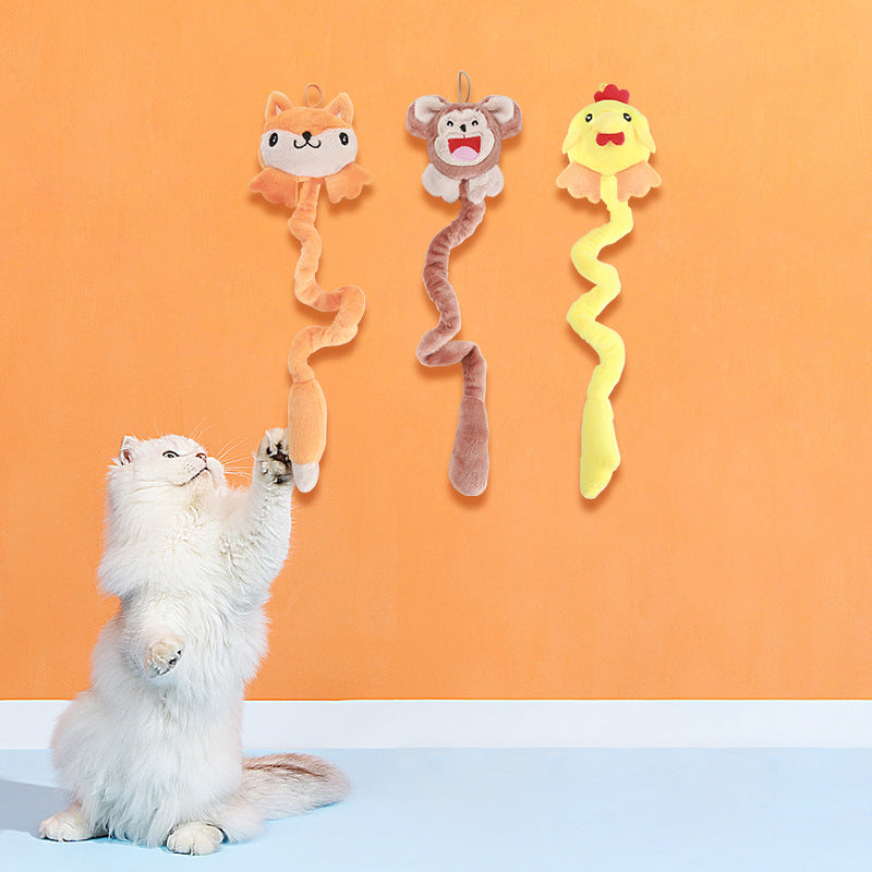 HKM-9977661 Spring-Loaded Durable Plush Cat Toys with Catnip for Chewing and Hanging