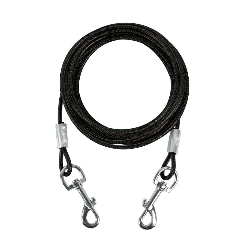 HKM-9977789 Double-Headed Leash for Two Dogs - Durable Steel Wire Chain with Comfortable Grip