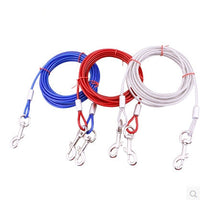 HKM-9977789 Double-Headed Leash for Two Dogs - Durable Steel Wire Chain with Comfortable Grip