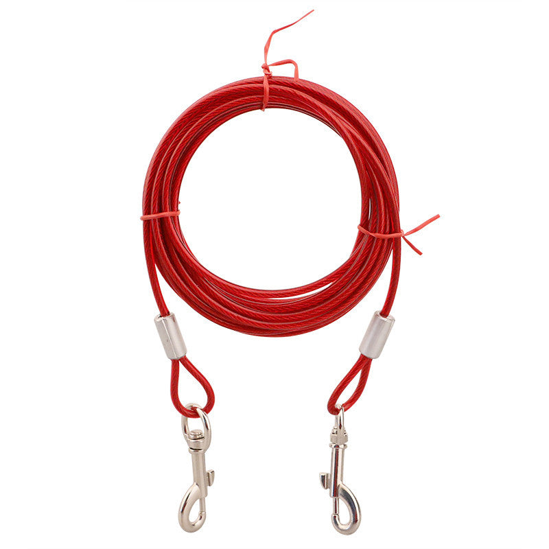 HKM-9977789 Double-Headed Leash for Two Dogs - Durable Steel Wire Chain with Comfortable Grip