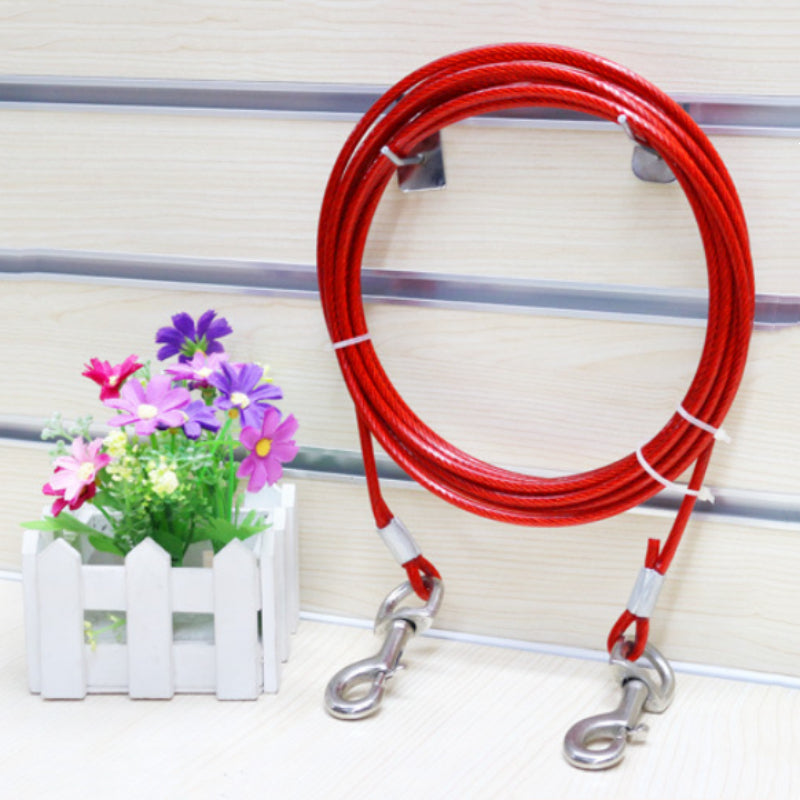 HKM-9977789 Double-Headed Leash for Two Dogs - Durable Steel Wire Chain with Comfortable Grip