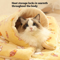 HKM-9978045 Cozy Flannel Pet Blanket for Cats - Thickened Lambswool Sleeping Mat