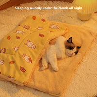 HKM-9978045 Cozy Flannel Pet Blanket for Cats - Thickened Lambswool Sleeping Mat