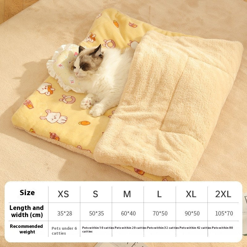 HKM-9978045 Cozy Flannel Pet Blanket for Cats - Thickened Lambswool Sleeping Mat