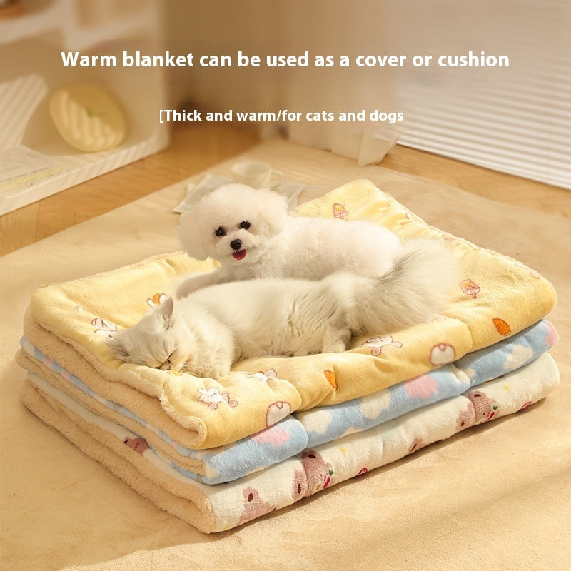 HKM-9978045 Cozy Flannel Pet Blanket for Cats - Thickened Lambswool Sleeping Mat