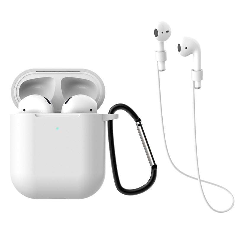 HKM-997843 AirPods 1 & 2 Silica Gel Clamshell Case with Hook and Anti-Loss Rope